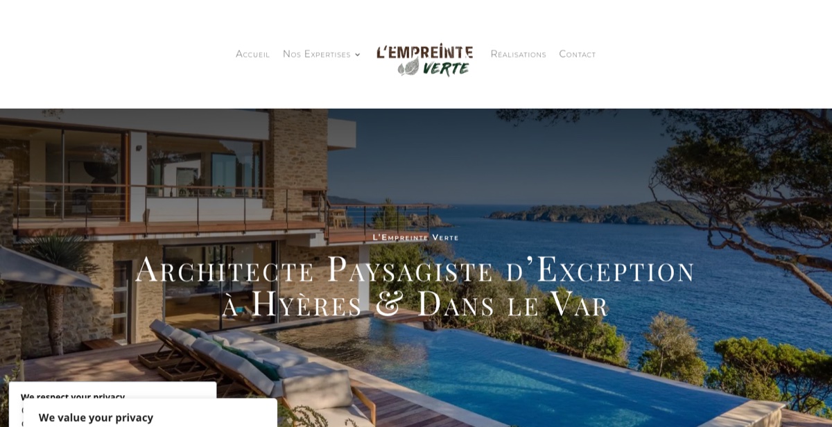 Page d'accueil du site L'Empreinte Verte, conçu et développé par Nexap Agency
